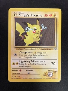 Lt. Surge's Pikachu 81/132 Unlimited LP Condition - Pokemon Gym Heroes - Picture 1 of 2