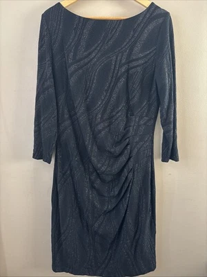 Vestido de fiesta Anne Klein para mujer 14 negro brillo elástico manga larga Foto 1 de 4