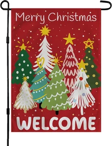 12x18" Weihnachtsdeko Outdoor - Weihnachtsbaum Willkommen Garten Flagge | Weihnachten - Bild 1 von 7