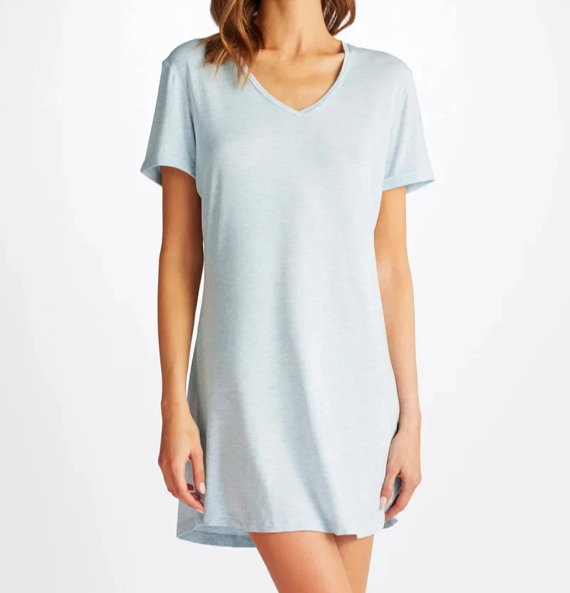 DEREK ROSE WOMENS SLEEP TEE - SMALL - MICRO MODAL - RRP. £180 - BLUE NIGHTIE - Image 1 of 4