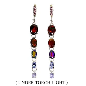 925 Sterling Silver Earrings Oval Black Opal Sapphire Tanzanite Gemstone Jewelry - Picture 1 of 13