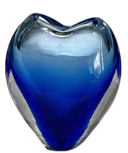 Murano Sommerso Herz Vase Kunstglas blau Kobalt Blase selten Geschenk 5" - Bild 1 von 6
