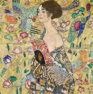 Gustav Klimt Lady with Fan 1917-1918 17"x 22" Archival Art Print - Picture 1 of 1