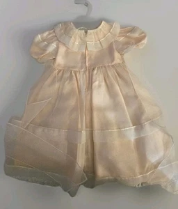 Abito bambina vintage Sylvia Whyte taglia 5T pesca organza trasparente sovrapposizione occasioni speciali - Foto 1 di 9