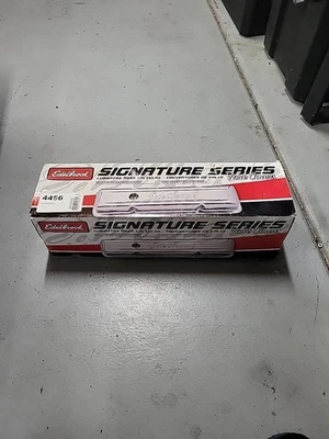 NEW Edelbrock Valve Cover Set 4456; Signature Series Chrome Steel for Pontiac V8 - Image 1 of 3
