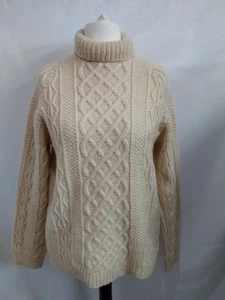 Handgestrickter cremefarbener Arran Pullover Damen Größe S Vintage - Bild 1 von 5
