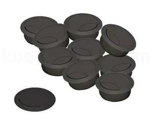 Kabeldurchlass 80 mm für Arbeitsplatte Kunststoff schwarz 10 Stück - Picture 1 of 4