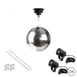 Spiegelkugel Komplettset 30cm Discokugel mit Motor und 2x LED Pinspot (CW) - Bild 1 von 2