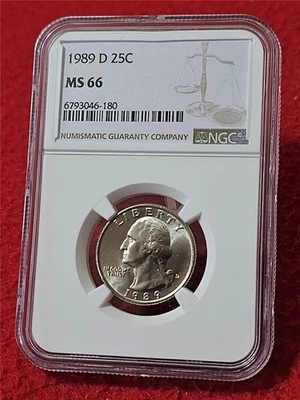 1989-D WASHINGTON QUARTER   NGC MS 66  UNCIRCULATED                     #T5700 - Image 1 of 2
