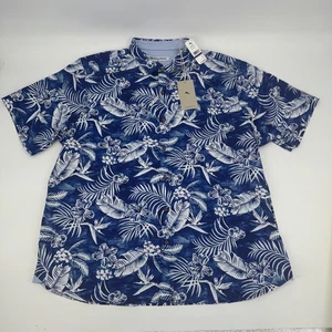 Tommy Bahama Aqua üppiges Hemd Team blau Hawaii Stretch Blumen Größe XXL 138 $ - Bild 1 von 4