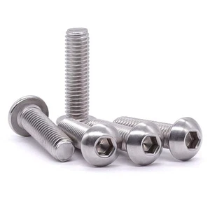 M10-1,5 x 20 mm Viti a Tappo a Testa di Bottone 304 Acciaio Inox 18-8 Esagonale Soc... - Foto 1 di 8