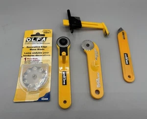 3er Set Olfa Rotationsschneider, 1 Zirkelschneider & extra gewellte Klinge - Bild 1 von 1