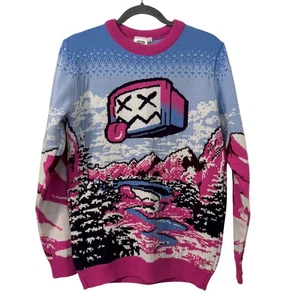 Rare Pyrocynical Landscape Graphic Knit Sweater Small Vaporwave Meme Pullover - Bild 1 von 5