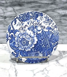 Royal Crownford Charlotte Muttertag Wandteller blau Blumenkorb Vintage England - Bild 1 von 8
