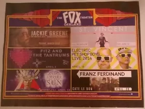 JACKIE GREENE ST VINCENT FRANZ FERDINAND PET SHOP BOYS Fox Theater kiosk ad sign - Picture 1 of 1