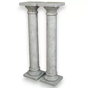 Pair Of Columns In Arabescato Orobico Marble Italian Interior Design H 100Cm - Picture 1 of 3