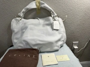CELINE LARGE WHITE TEXTURED LEATHER BITTERSWEET HOBO NWT - Picture 1 of 7