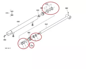 Kit guarnizione cilindro braccio o secchio, compatibile con parte Kubota #7J267-63400 - Foto 1 di 1