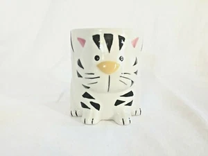 Weiße Katze Tasse 4 Zoll groß 3D rosa Ohren THL Vintage - Bild 1 von 5