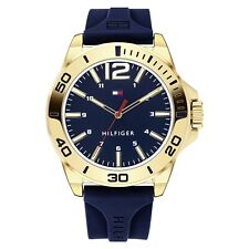 Tommy Hilfiger Men's Quartz Plastic and Silicone Strap Sporty Watch, Color:  Navy (Model: 1791803)