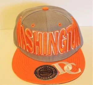 Sombrero City Hunter Para Hombre EE. UU. Washington DC Naranja Gris Bordado Snapback Nuevo Sin Etiquetas - Imagen 1 de 6