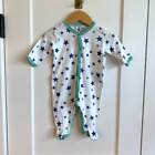 Petit Bateau French Baby Pajamas with Blue & Green Stars Print - 3 Mo