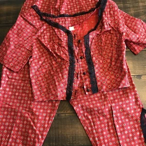 vintage 1950s 1960s 1970s Pants Top Set Country Retro Red - Picture 1 of 12
