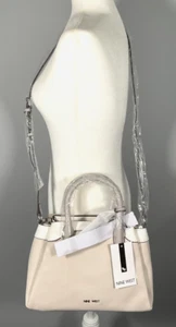 NINE WEST Rami Milk Multi Leather Satchel Crossbody Bag NWT - Picture 1 of 6