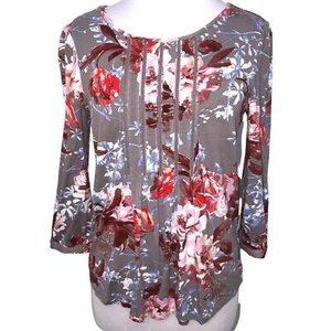 Top túnica jersey floral gris Daniel Rainn Branwen pequeño nuevo con etiquetas - Imagen 1 de 9