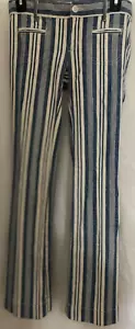 LOFT Ann Taylor LADIES JEANS Stretch size W24 L30 blue & white stripes EUC - Picture 1 of 7