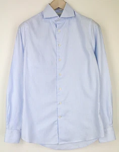 SUITSUPPLY Men Shirt 37/14 1/2 Extra Slim Blue Pure Cotton Striped Formal - Picture 1 of 7