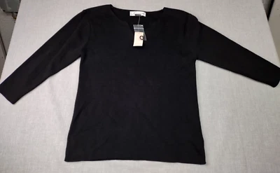 NEWT Dressbarn Women's Black V-Neck 3/4 Sleeve Casual Knit Sweater Top Small - Image 1 of 4