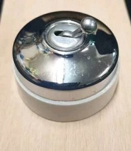 ANTIQUE PORCELAIN AND CHROME METAL SWITCH - Picture 1 of 6