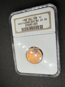 1999 1c Double Struck / BRDSTK/2ND O/C MS 65 RD - Picture 1 of 4