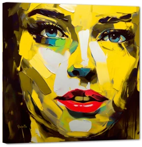 Madame in Gelb Face Abstrakt art Kunst Bild 100x100 Top Aktuel art Modern FC47 - Picture 1 of 2