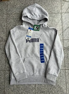 NWT Puma Boys Pullover Gray Cotton Logo Hoodie Sweatshirt SZ:L (14/16) Years - Picture 1 of 10