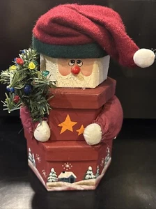 7" Mini Box Figure Santa Stackable 3 Gift Boxes Christmas Decor Holiday Tree NIB - Picture 1 of 22