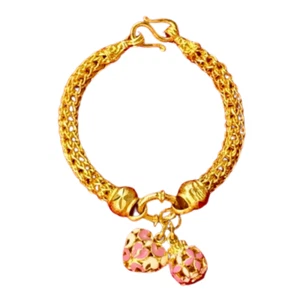 Armband 23k 24k Rosa Herz Anhänger Thai Vergoldet Gelb Kettenarmreif 2 Baht - Bild 1 von 6