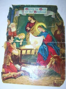 Lithographie Druck Vintage Jesuskind Ehre sei Gott in der Höhe  - Bild 1 von 8