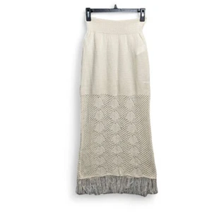 Boho Western Crochet Ivory Maxi Skirt Small Coastal Prairie Festival Beach Soft - Picture 1 of 5