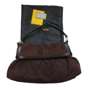 FENDI Suede Shoulder Bag Tote Ladies Baguette Bag Large T-001 T1002437 - Picture 1 of 12