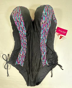 Curvy Kate Women's Black Multi Galaxy Strapless Swimsuit One Piece Size 34G - Picture 1 of 5