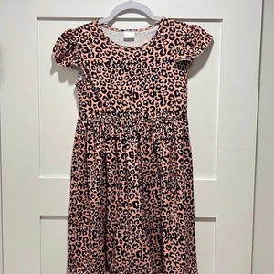 Girls Pink Leopard Flutter Sleeve Dress 4XL (Size 8–9T) - Picture 1 of 3