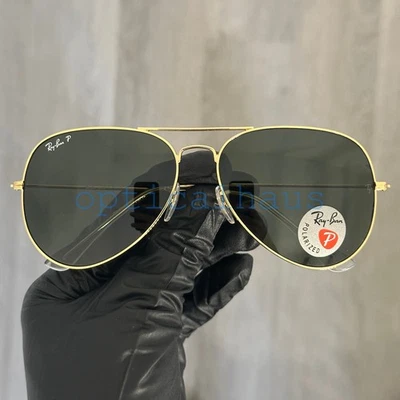Óculos de sol Ray-Ban aviador dourado RB3025 001/58 verde polarizado lente cristal 62mm - Imagem 1 de 4