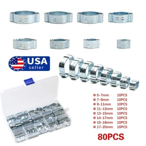 80 Piezas Abrazaderas de Oreja Doble O Clips-Crimp O Clip Aire Silicona Gasolina Combustible Manguera Tubo - Imagen 1 de 12