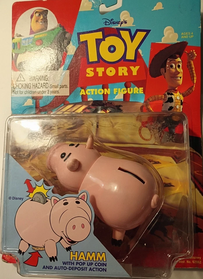 Figura de acción Pixar Disney Toy Story 1995 HAMM con moneda emergente 30 años de antigüedad 🔥 Foto 1 de 4