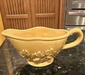 Vintage World Market Portugal Yellow Oak Leaf Gold Acorn Gravy Boat - Picture 1 of 7