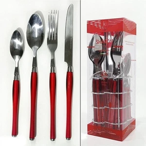 Posate rosse per decorazioni tavola natalizie servizio da 24pz casa di natale  6 - Imagen 1 de 4