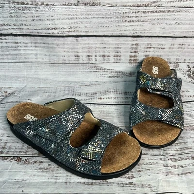 SAS Size 10 Cozy Slide Sandal Multicolor Snake Pattern Double Strap Comfort - Image 1 of 4