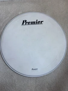 Vintage 70s Premier 22” Bass Drum Logo Front Head Made in England Coated White - Picture 1 of 12